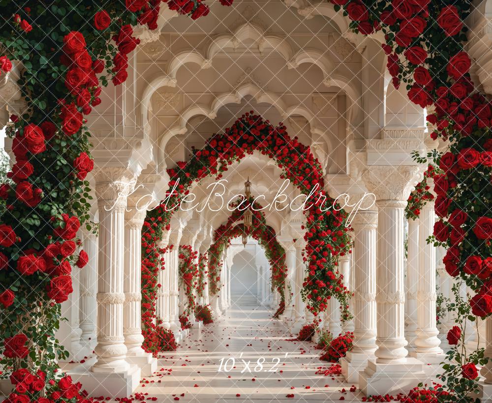 PROMO Kate Saint Valentin Roses Arche Rétro Couloir Mariage Toile de fond conçue par Emetselch - Kate Backdrop FR