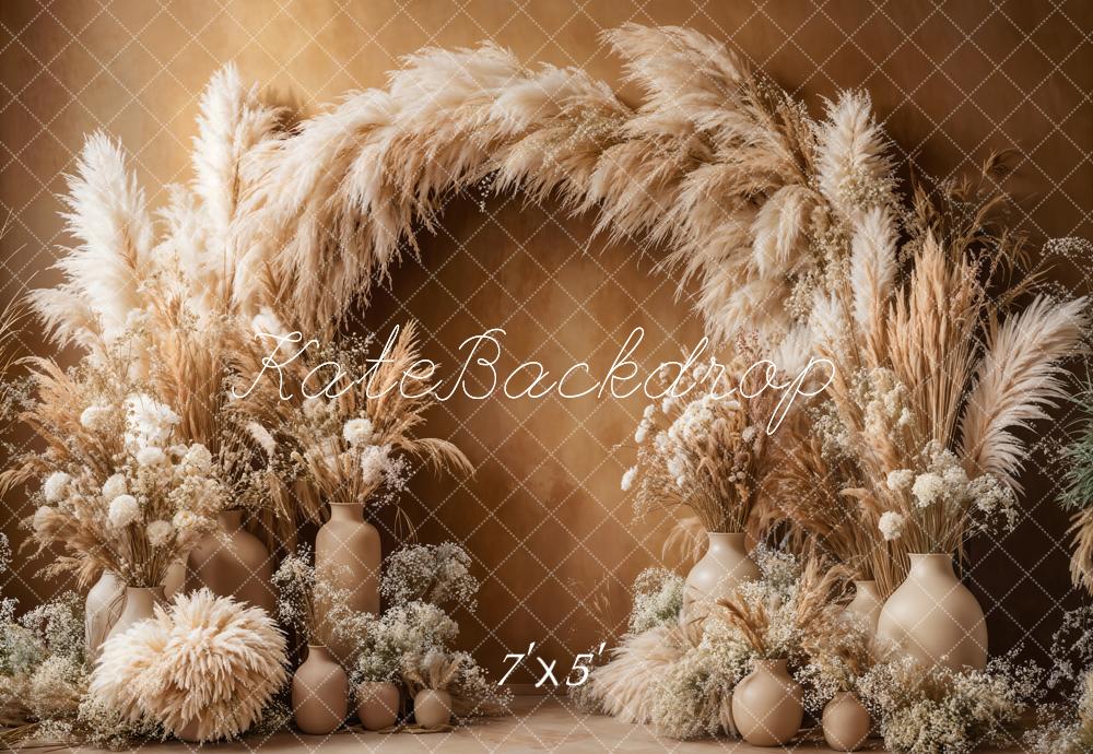 PROMO Kate Boho Arche Herbe de la pampa Marron Toile de fond conçue par Emetselch - Kate Backdrop FR