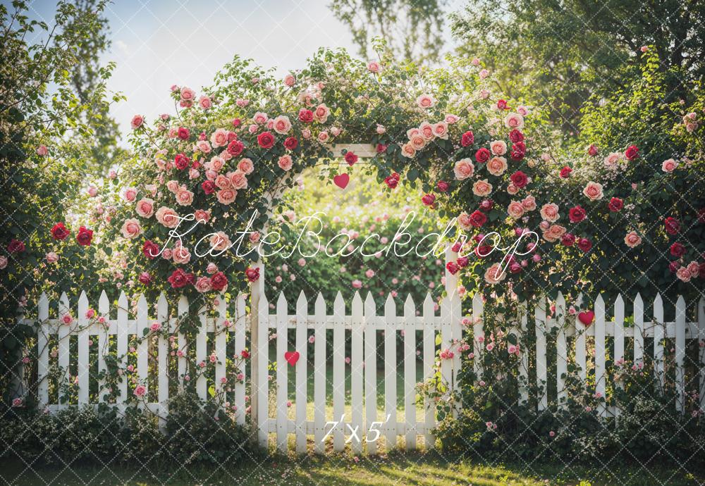 Kate Saint Valentin Arche Fleurs Jardin Clôture Toile de fond conçue par Emetselch - Kate Backdrop FR