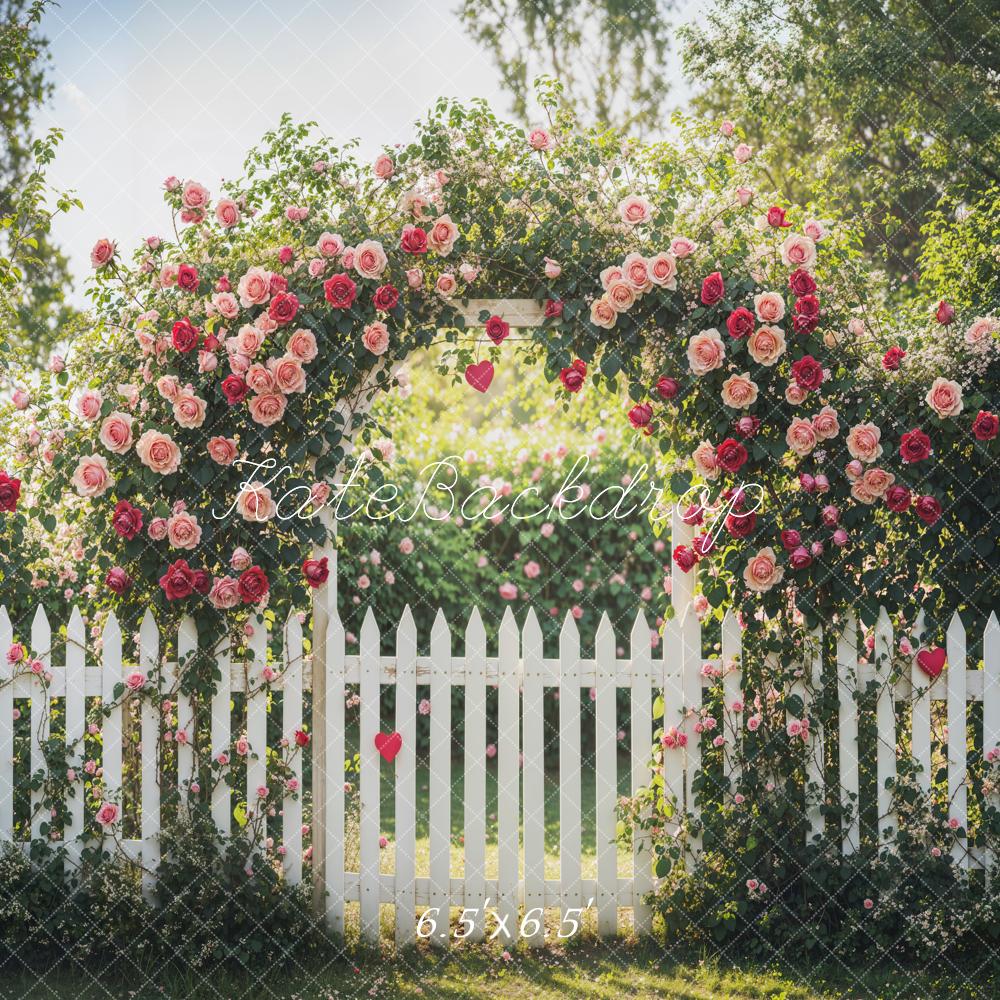 Kate Saint Valentin Arche Fleurs Jardin Clôture Toile de fond conçue par Emetselch - Kate Backdrop FR