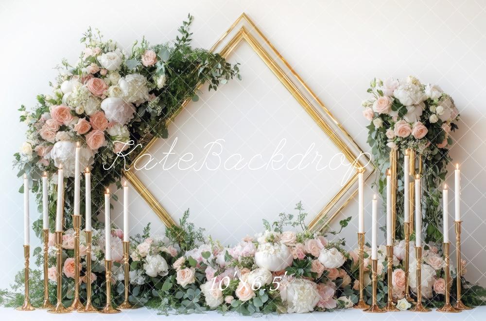 Kate Bohème Cadre Fleurs Mariage Bougies Toile de fond conçue par Mini MakeBelieve - Kate Backdrop FR