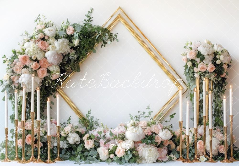 Kate Bohème Cadre Fleurs Mariage Bougies Toile de fond conçue par Mini MakeBelieve - Kate Backdrop FR