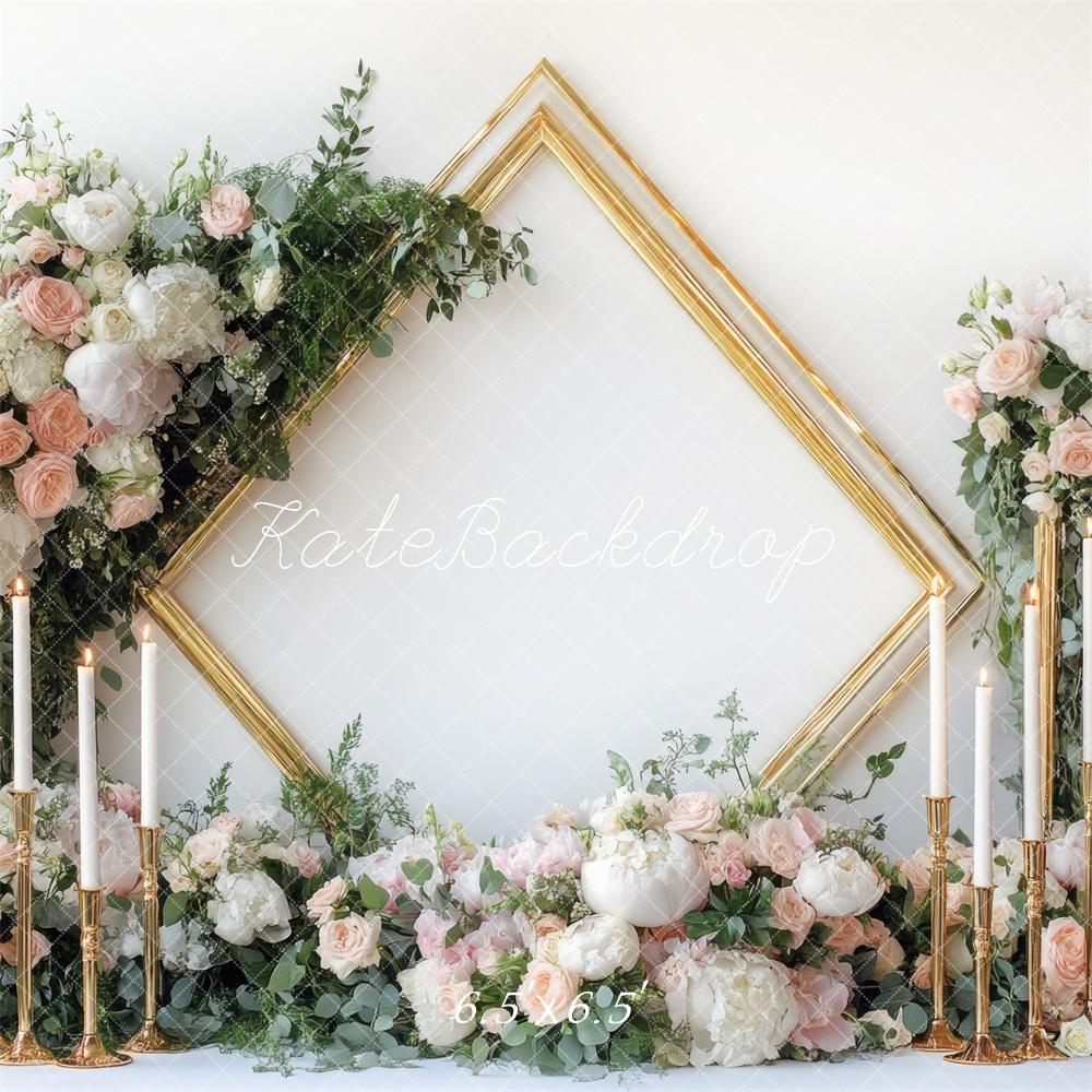 Kate Bohème Cadre Fleurs Mariage Bougies Toile de fond conçue par Mini MakeBelieve - Kate Backdrop FR