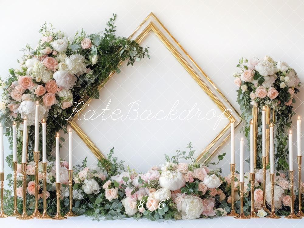 Kate Bohème Cadre Fleurs Mariage Bougies Toile de fond conçue par Mini MakeBelieve - Kate Backdrop FR