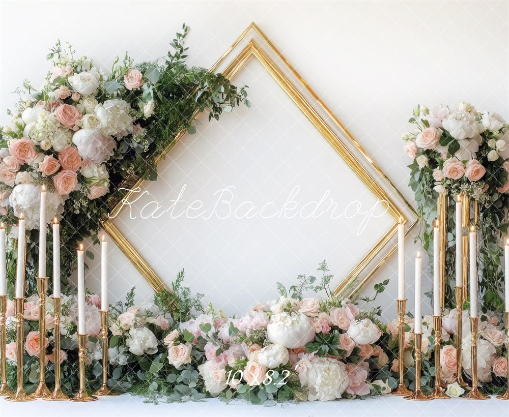 Kate Bohème Cadre Fleurs Mariage Bougies Toile de fond conçue par Mini MakeBelieve - Kate Backdrop FR