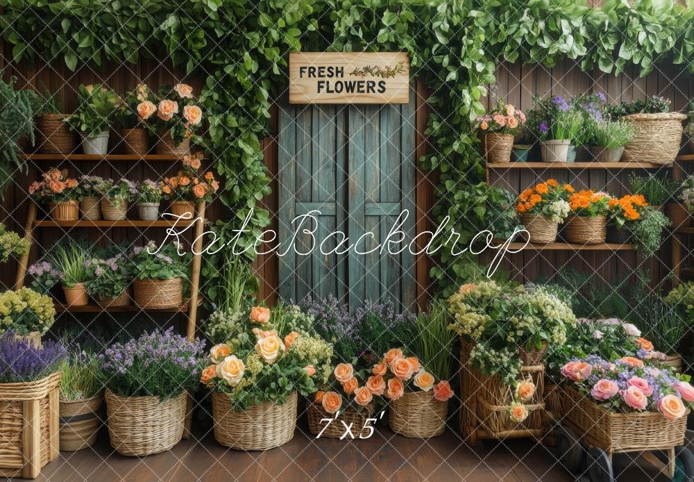 Kate Printemps Boutique de Fleurs Rustique Toile de fond conçue par Mini MakeBelieve - Kate Backdrop FR