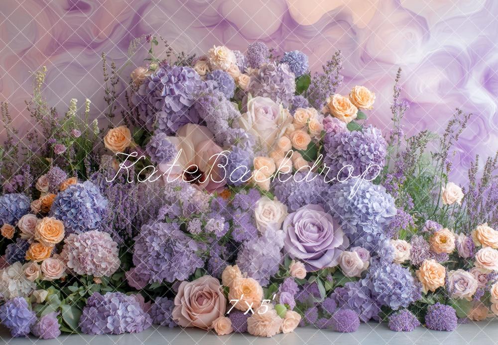 Kate Printemps Fleurs Pastel Violet Toile de fond conçue par Mini MakeBelieve - Kate Backdrop FR