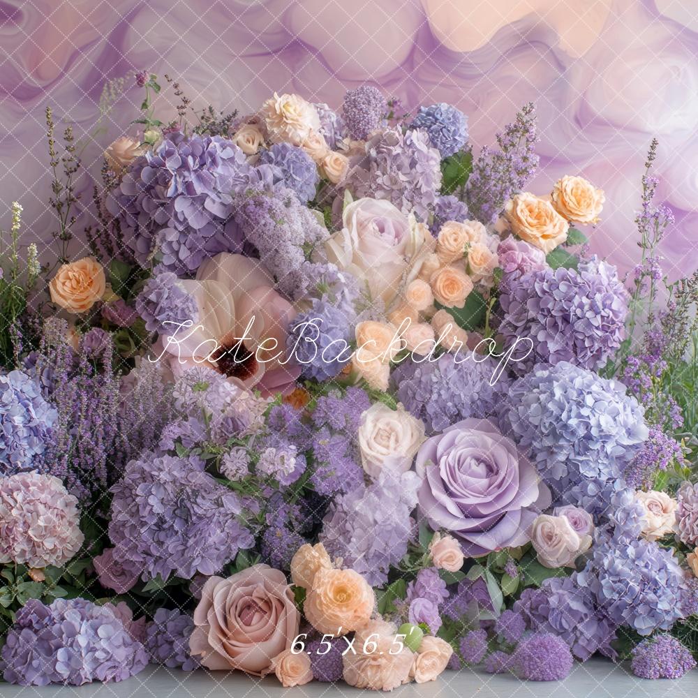 Kate Printemps Fleurs Pastel Violet Toile de fond conçue par Mini MakeBelieve - Kate Backdrop FR