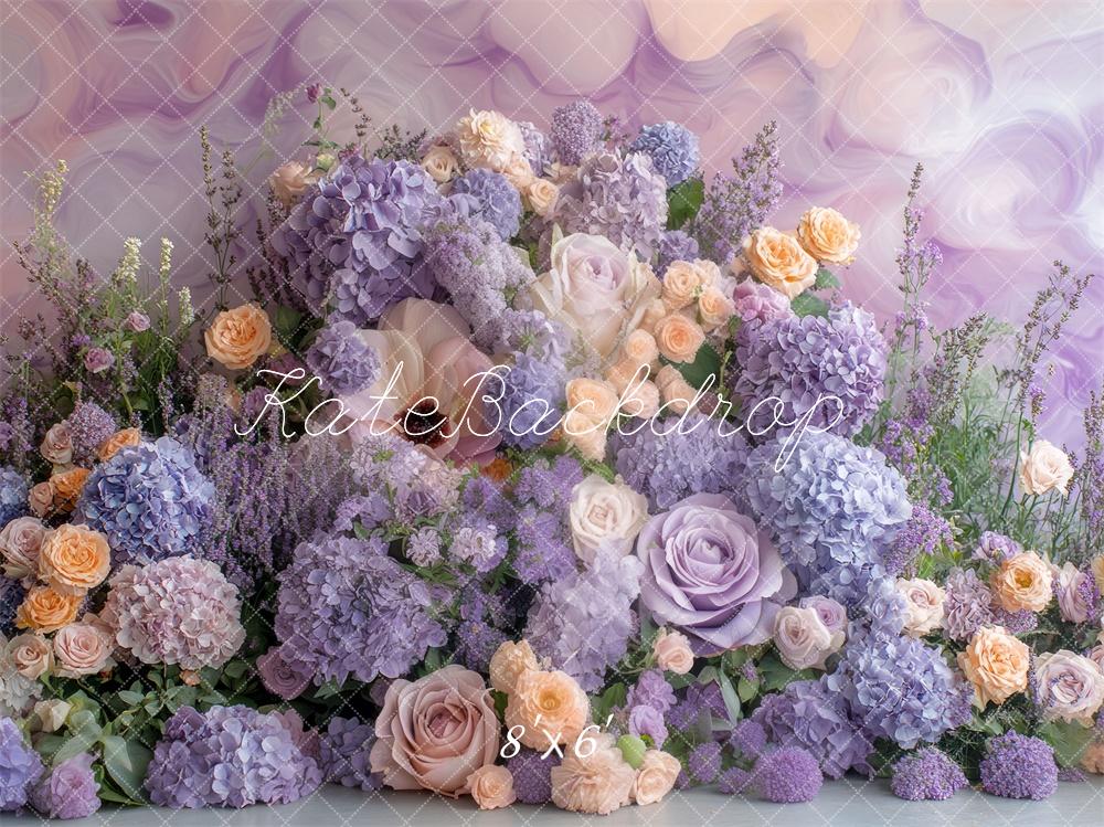 Kate Printemps Fleurs Pastel Violet Toile de fond conçue par Mini MakeBelieve - Kate Backdrop FR