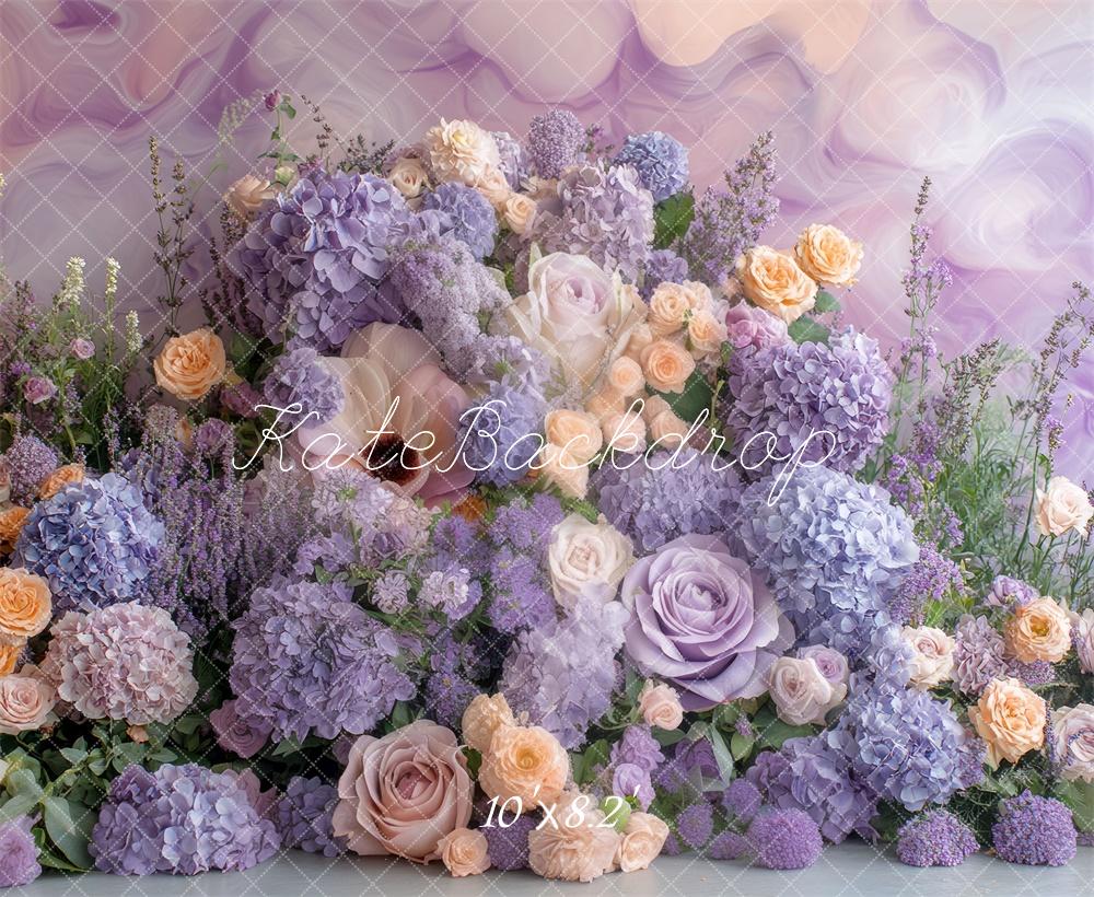 Kate Printemps Fleurs Pastel Violet Toile de fond conçue par Mini MakeBelieve - Kate Backdrop FR