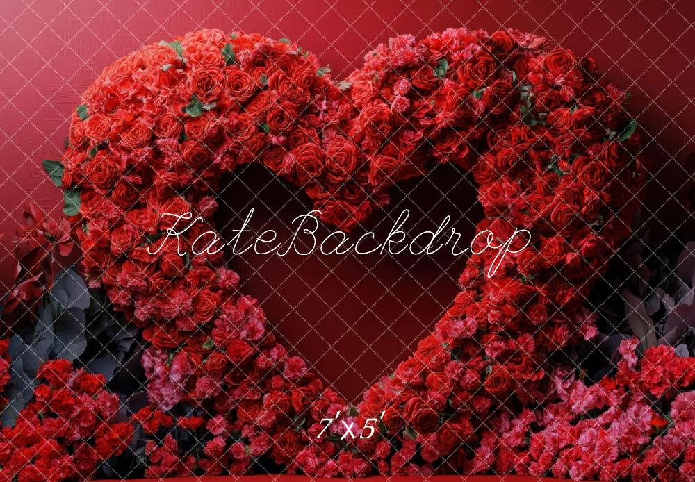 Kate Saint Valentin Cœur Roses Fleur Rouge Toile de fond conçue par Mini MakeBelieve - Kate Backdrop FR