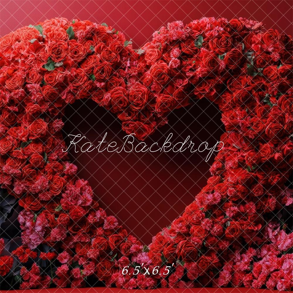 Kate Saint Valentin Cœur Roses Fleur Rouge Toile de fond conçue par Mini MakeBelieve - Kate Backdrop FR
