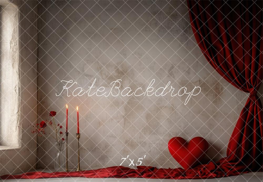 Kate Saint Valentin Simple Romantique Mur Gris Toile de fond conçue par Mini MakeBelieve - Kate Backdrop FR