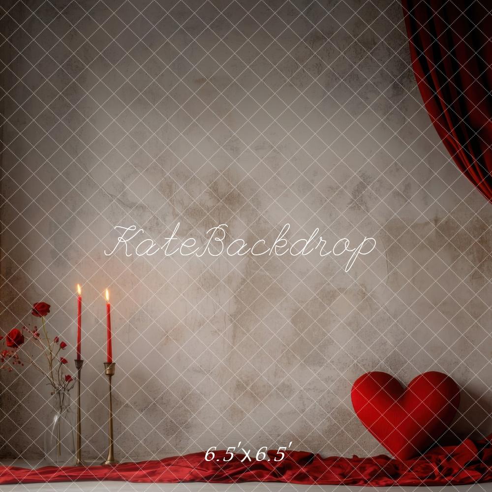 Kate Saint Valentin Simple Romantique Mur Gris Toile de fond conçue par Mini MakeBelieve - Kate Backdrop FR