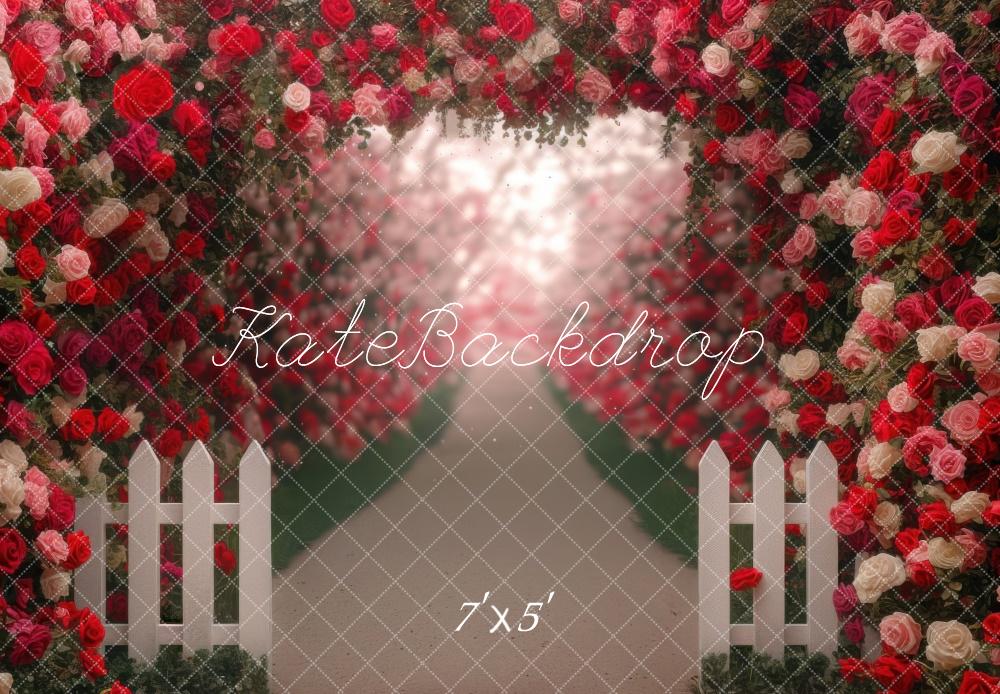 Kate Saint Valentin Fleurs Romantique Chemin Toile de fond conçue par Mini MakeBelieve - Kate Backdrop FR