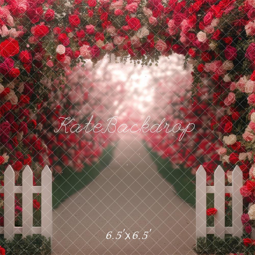 Kate Saint Valentin Fleurs Romantique Chemin Toile de fond conçue par Mini MakeBelieve - Kate Backdrop FR
