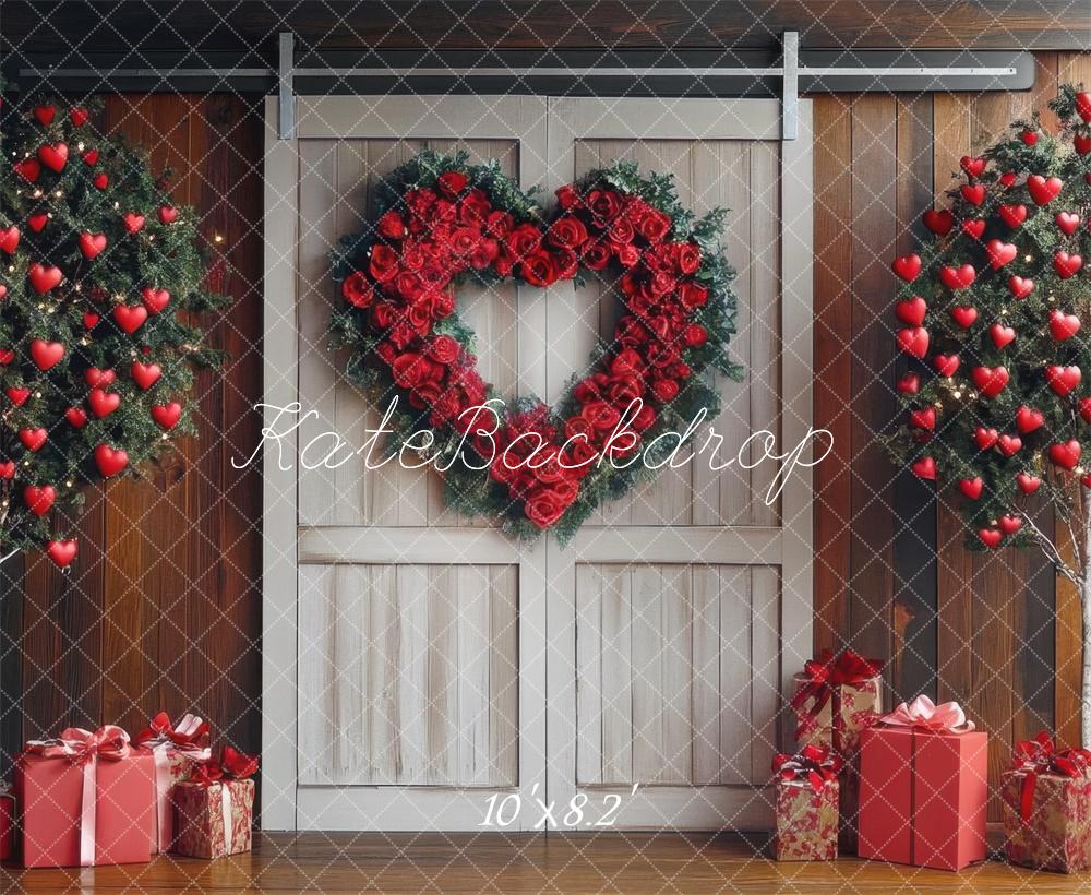 Kate Saint Valentin Arbre Porte Cœurs Cadeaux Toile de fond conçue par Mini MakeBelieve - Kate Backdrop FR