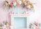 Kate Pâques Cheminée Fleurs Pastel Toile de fond conçue par Patty Robert - Kate Backdrop FR