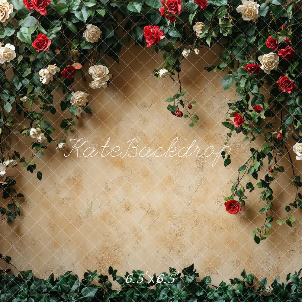 Kate Saint Valentin Arche de Roses Mur Portrait Toile de fond conçue par Patty Robert - Kate Backdrop FR