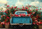 Kate Saint Valentin Camion Vintage Fleurs Toile de fond conçue par Patty Robert - Kate Backdrop FR