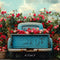 Kate Saint Valentin Camion Vintage Fleurs Toile de fond conçue par Patty Robert - Kate Backdrop FR