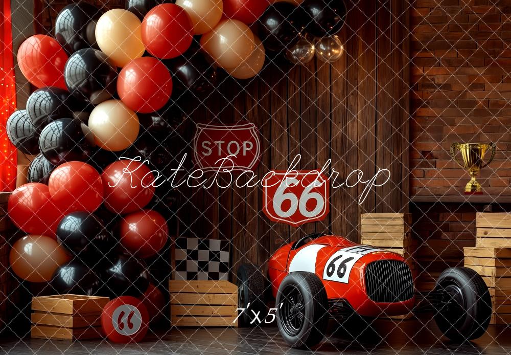 Kate Cake smash Route 66 Voiture de Course Toile de fond conçue par Patty Robert - Kate Backdrop FR
