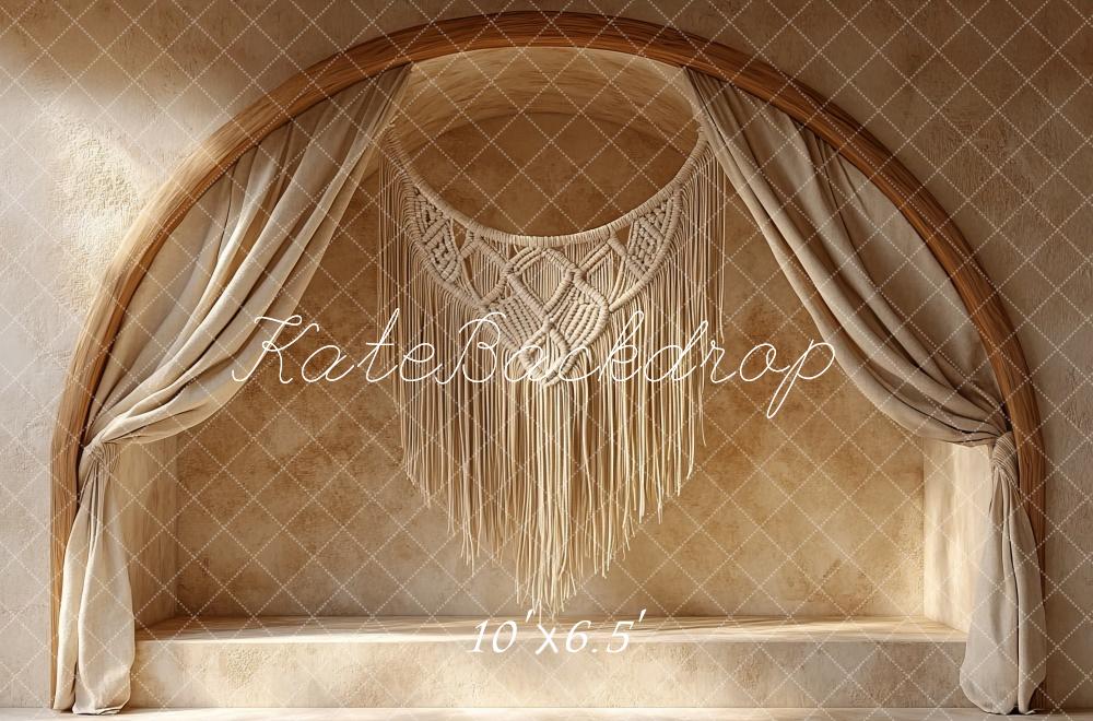 PROMO Kate Boho Arche Macramé Portrait Beige Toile de fond conçue par Mini MakeBelieve - Kate Backdrop FR