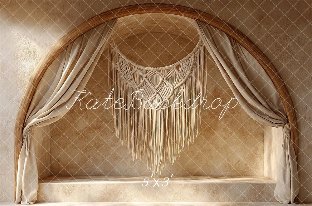 PROMO Kate Boho Arche Macramé Portrait Beige Toile de fond conçue par Mini MakeBelieve - Kate Backdrop FR