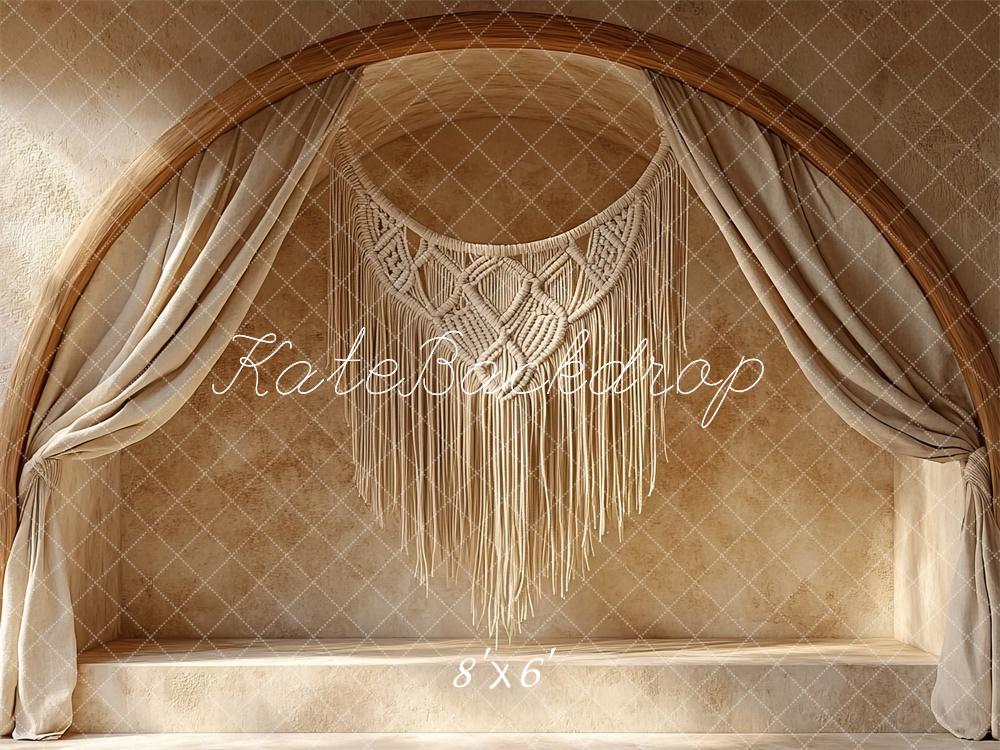 PROMO Kate Boho Arche Macramé Portrait Beige Toile de fond conçue par Mini MakeBelieve - Kate Backdrop FR