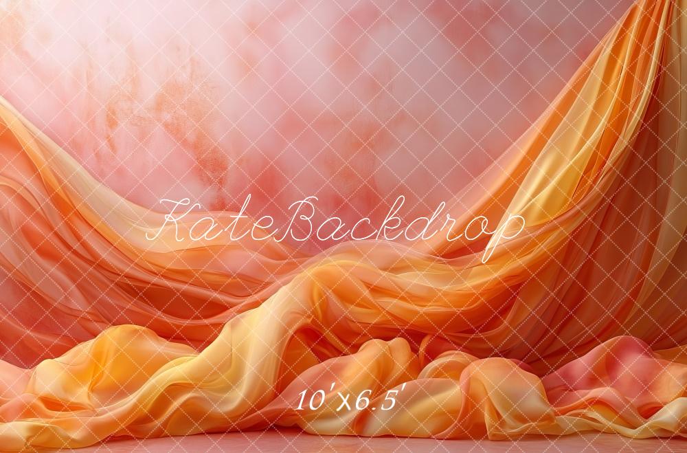 Kate Élégant Orange vif Rideaux Portrait Toile de fond conçue par Mini MakeBelieve - Kate Backdrop FR