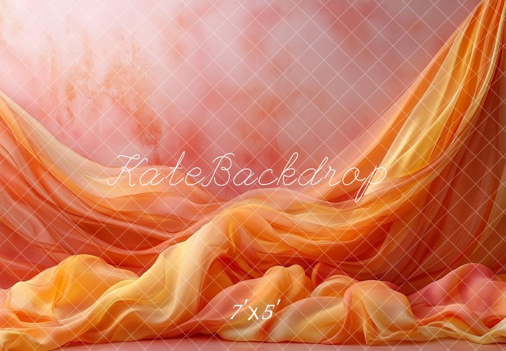 Kate Élégant Orange vif Rideaux Portrait Toile de fond conçue par Mini MakeBelieve - Kate Backdrop FR