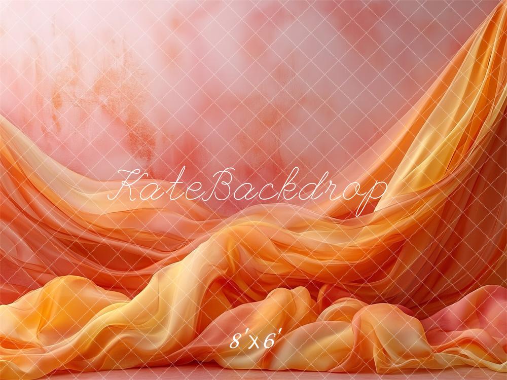Kate Élégant Orange vif Rideaux Portrait Toile de fond conçue par Mini MakeBelieve - Kate Backdrop FR