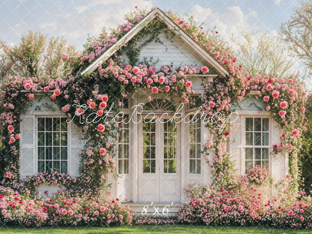 Kate Printemps Fleurs Rose Maison Toile de fond conçue par Emetselch - Kate Backdrop FR