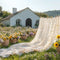 Kate Drap Maison Jardin Tournesols Prairie Toile de fond conçue par Mini MakeBelieve - Kate Backdrop FR