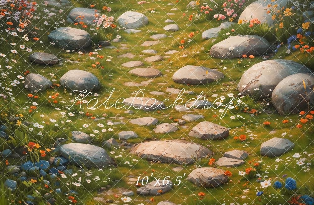 Kate Printemps Chemin de Pierre Fleurs Sol Toile de fond conçue par Kate Image - Kate Backdrop FR