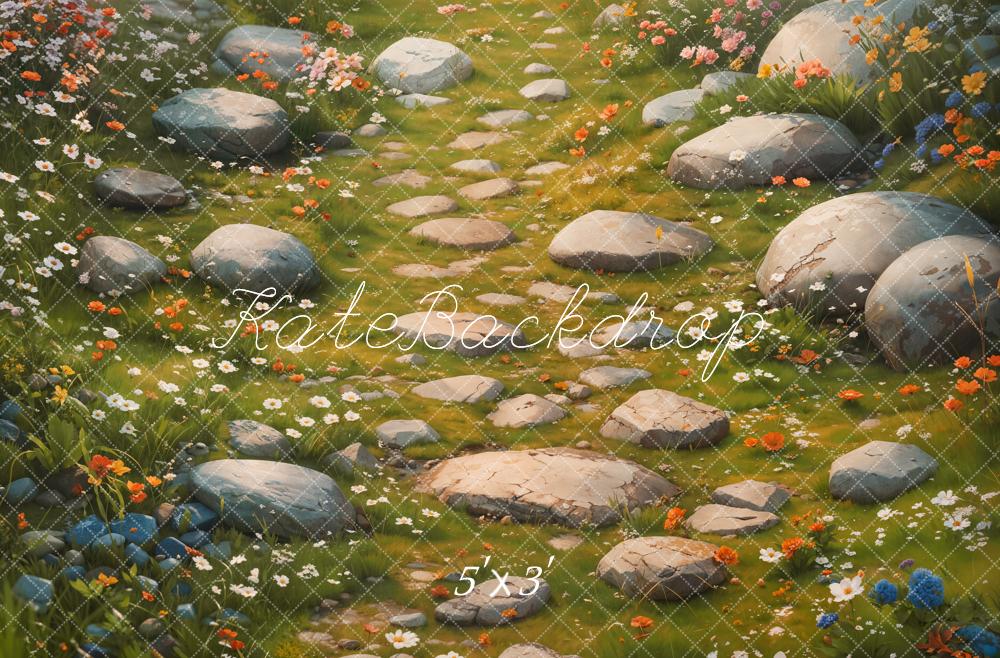 Kate Printemps Chemin de Pierre Fleurs Sol Toile de fond conçue par Kate Image - Kate Backdrop FR