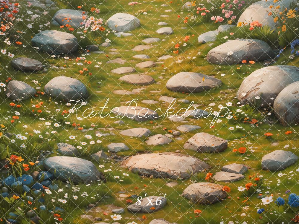Kate Printemps Chemin de Pierre Fleurs Sol Toile de fond conçue par Kate Image - Kate Backdrop FR