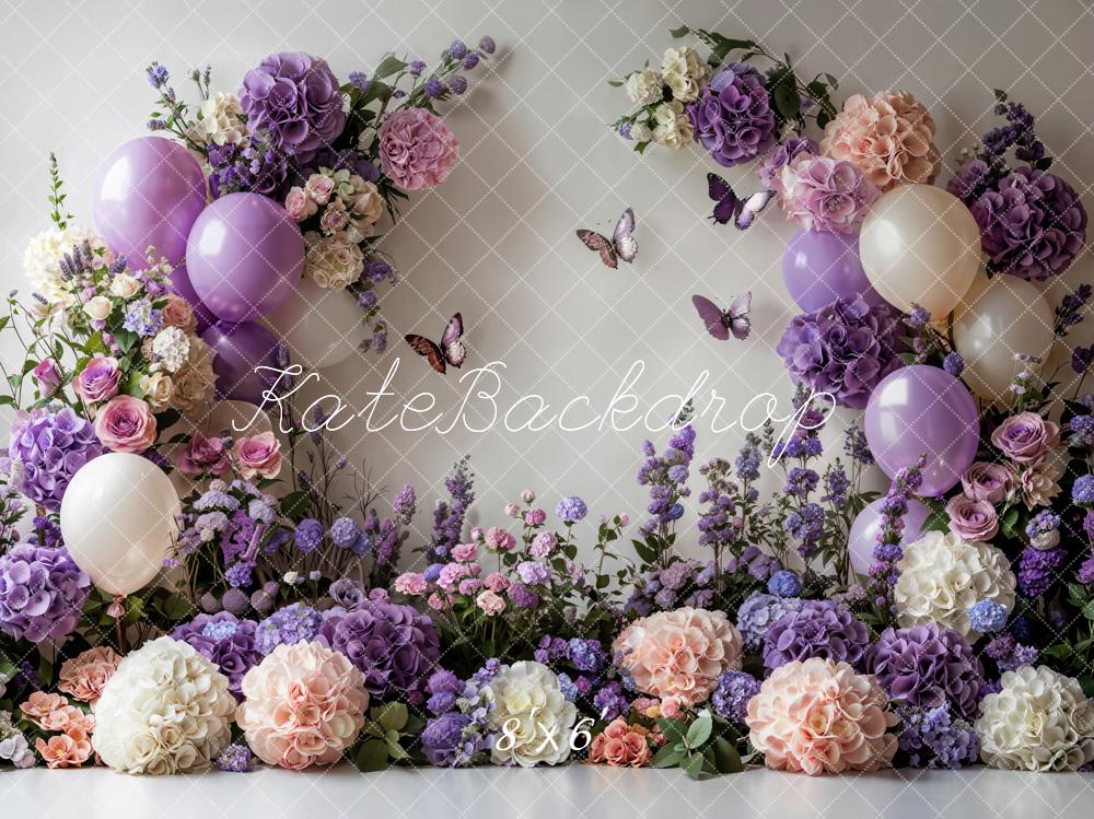 Kate Printemps Fleur Ballons Papillon Cake Smash Toile de fond conçue par Emetselch - Kate Backdrop FR