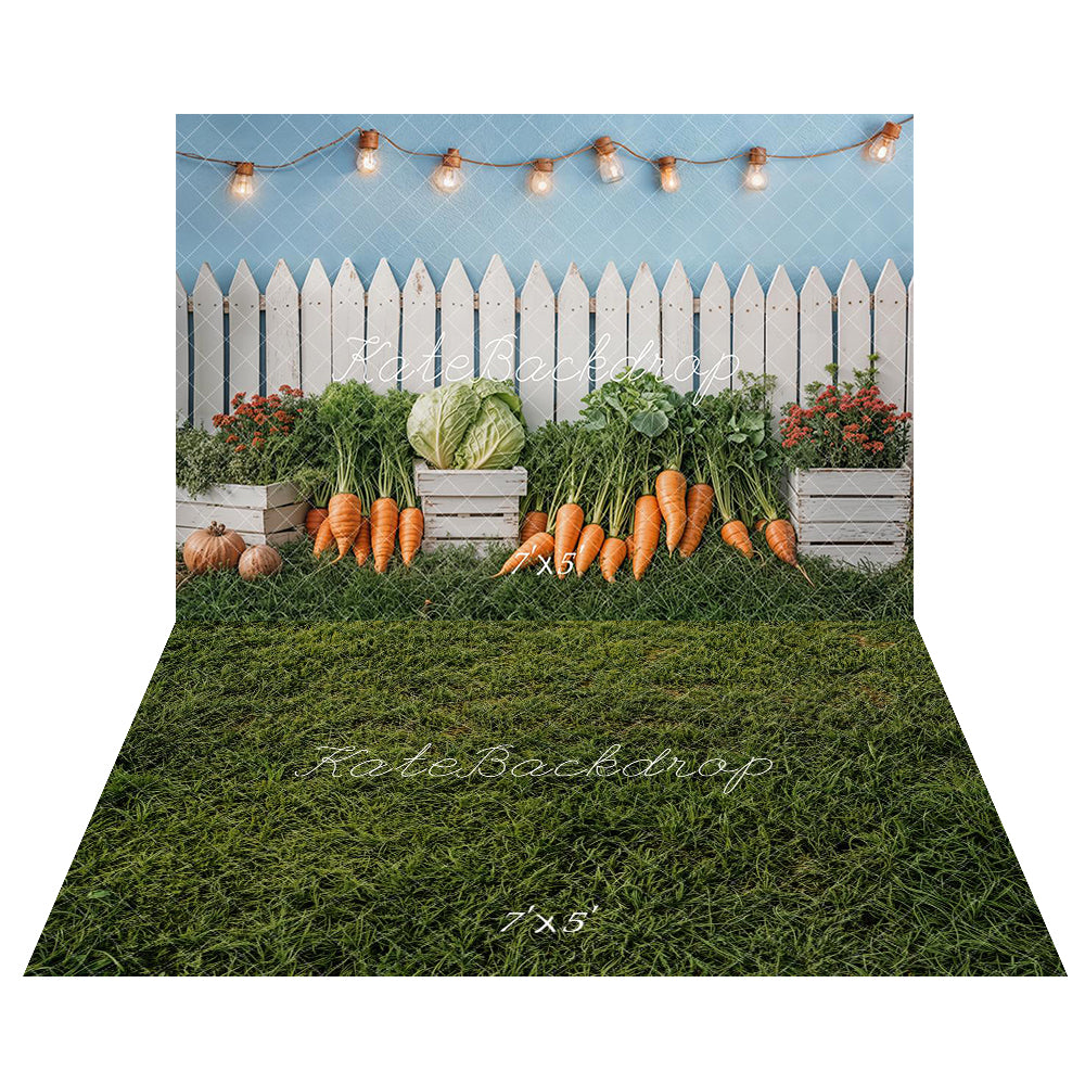 Kate Pâques Clôture Jardin Légumes Toile de fond+Vert Herbe Pelouse Sol Toile de fond - Kate Backdrop FR