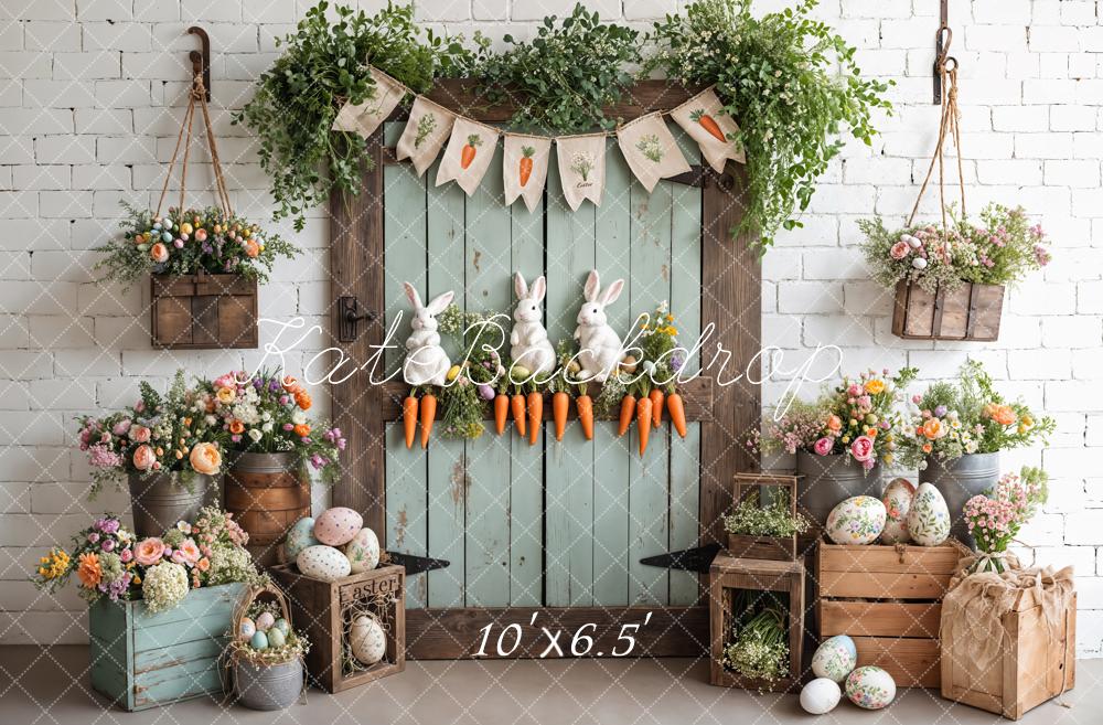Kate Pâques Lapin Carottes Porte en Bois Toile de fond conçue par Emetselch - Kate Backdrop FR