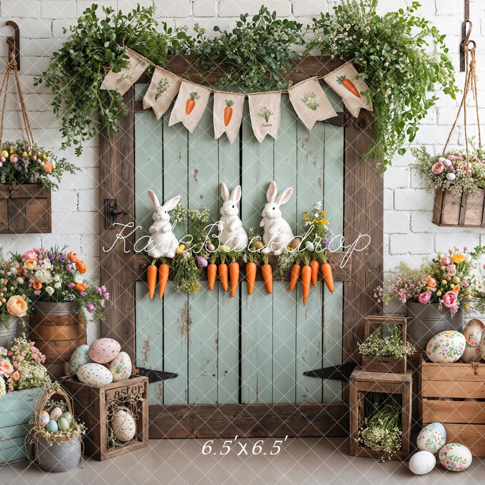 Kate Pâques Lapin Carottes Porte en Bois Toile de fond conçue par Emetselch - Kate Backdrop FR