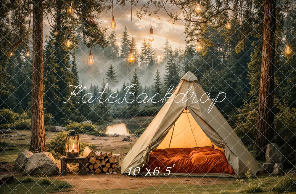 Kate Camping Forêt Tente Lumières Toile de fond conçue par Emetselch - Kate Backdrop FR