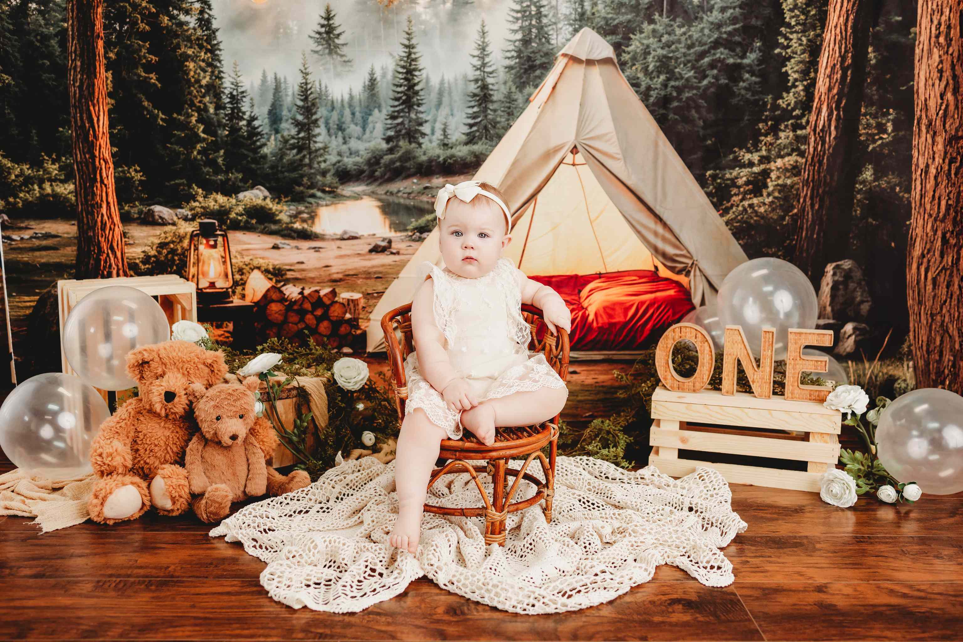 Kate Camping Forêt Tente Lumières Toile de fond conçue par Emetselch - Kate Backdrop FR