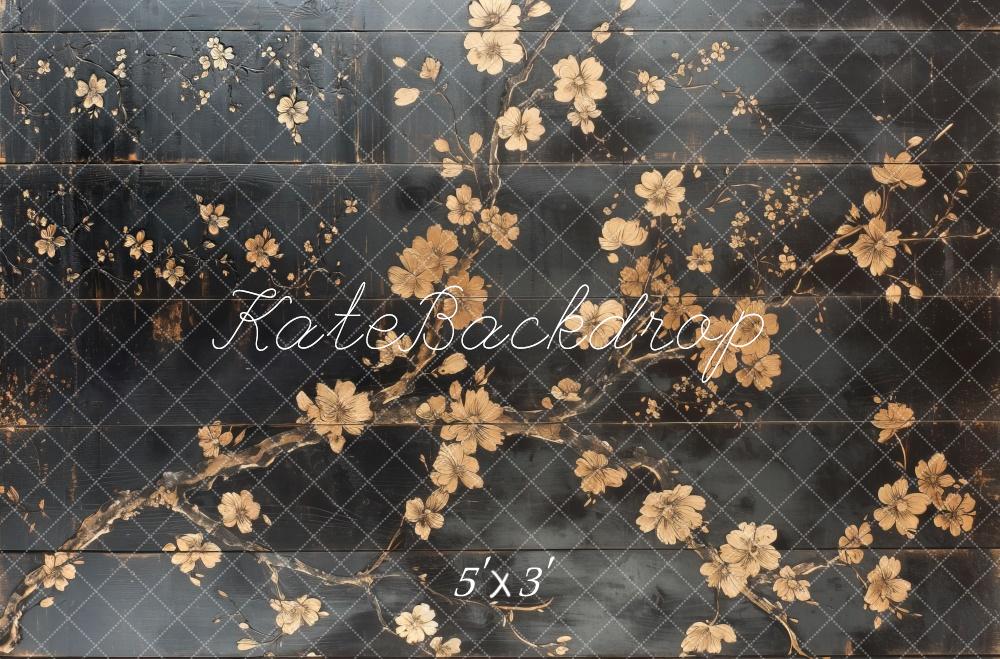 Kate Vintage Fleurs Sombre Mur Sol Toile de fond conçue par Mini MakeBelieve - Kate Backdrop FR