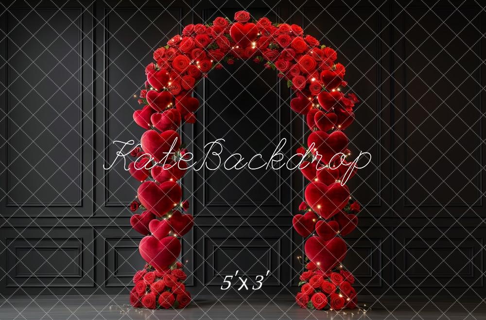 Kate Saint Valentin Roses Rouges Cœur Arche Toile de fond conçue par Mini MakeBelieve - Kate Backdrop FR