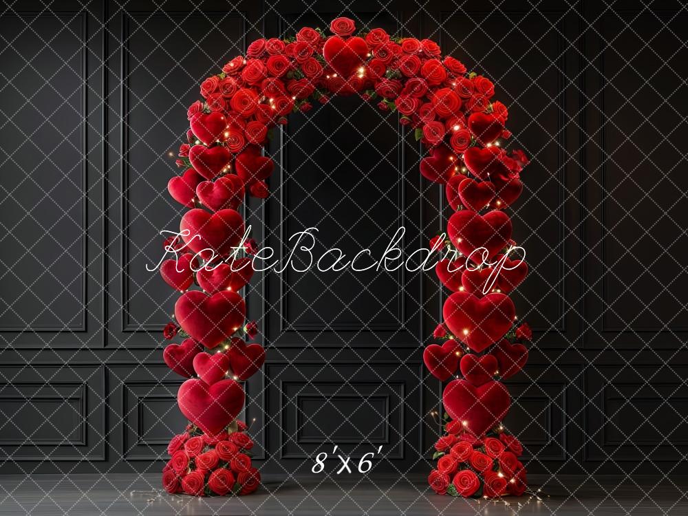 Kate Saint Valentin Roses Rouges Cœur Arche Toile de fond conçue par Mini MakeBelieve - Kate Backdrop FR