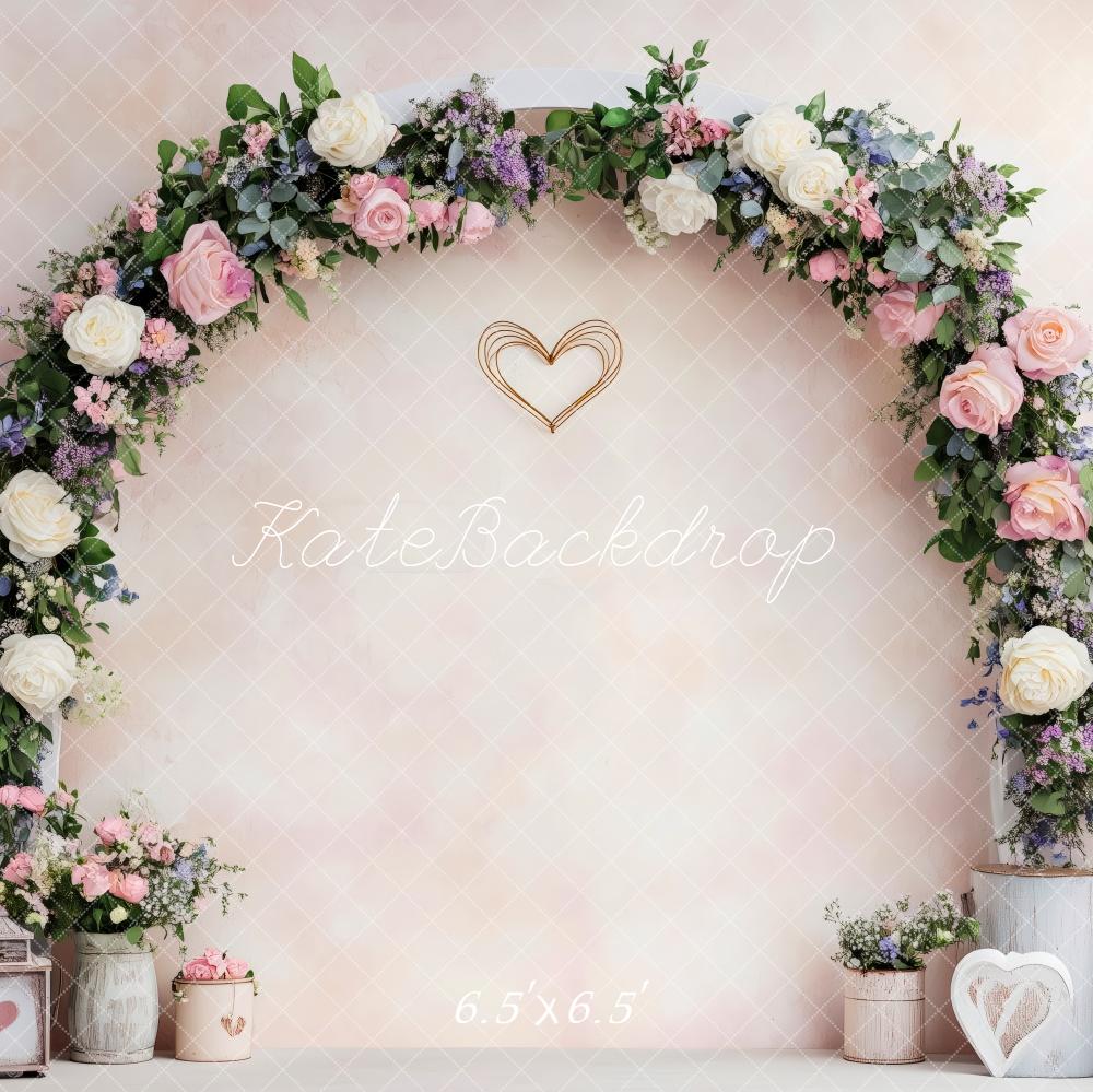 Kate Saint Valentin Arche de Fleurs Romantique Toile de fond conçue par Patty Roberts - Kate Backdrop FR