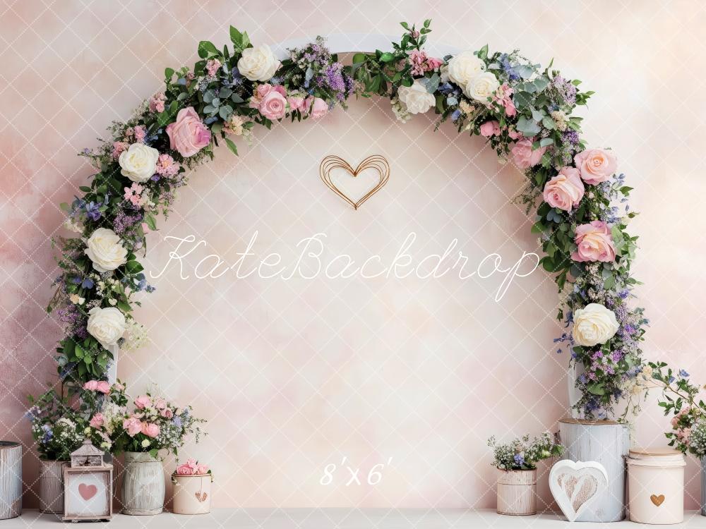 Kate Saint Valentin Arche de Fleurs Romantique Toile de fond conçue par Patty Roberts - Kate Backdrop FR