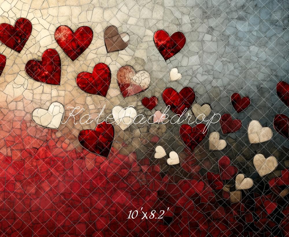 Kate Saint Valentin Cœur Mur de Pierre Dégradé Toile de fond conçue par Patty Roberts - Kate Backdrop FR