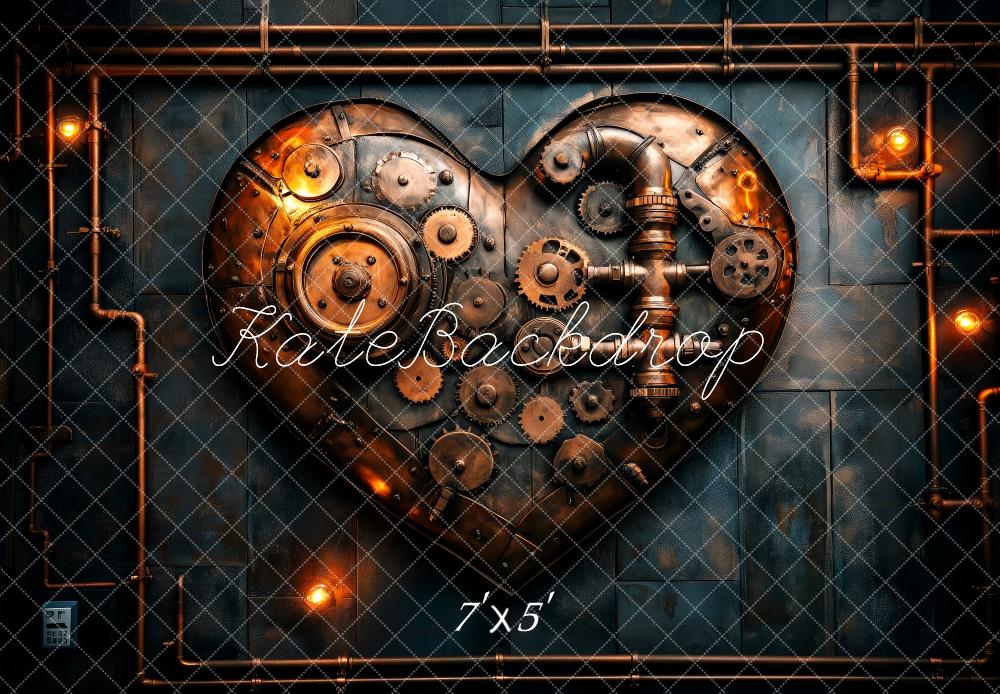 Kate Saint Valentin Coeur Steampunk Engrenages Toile de fond conçue par Patty Roberts - Kate Backdrop FR